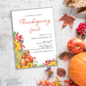 Invitation Citrouille aquarelle automne floral Thanksgiving