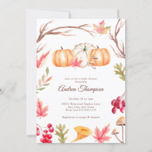Invitation Citrouille aquarelle automne Shower de bébé auto