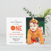 Invitation Citrouille aquarelle avec photo 1er anniversaire (Debout devant)