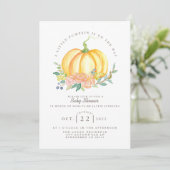 Invitation Citrouille aquarelle | Baby shower d'automne (Debout devant)