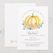 Invitation Citrouille aquarelle | Baby shower d'automne (Devant / Derrière)