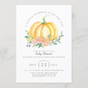 Invitation Citrouille aquarelle Baby shower d'automne