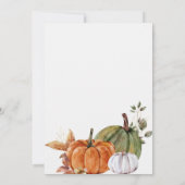 Invitation Citrouille aquarelle de Thanksgiving (Dos)
