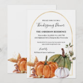 Invitation Citrouille aquarelle de Thanksgiving (Devant / Derrière)
