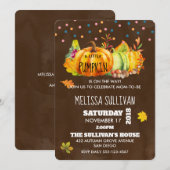 Invitation Citrouille aquarelle et feuilles d'automne saisonn (Devant / Derrière)