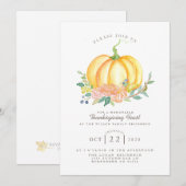 Invitation Citrouille aquarelle | Fête de l'Action de grâce (Devant / Derrière)