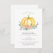 Invitation Citrouille aquarelle | Fête de l'Action de grâce (Devant / Derrière)