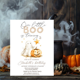 Invitation Citrouille aquarelle Gentil Fantôme Boo Halloween
