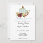 Invitation Citrouille aquarelle marine florale bordeaux rusti (Devant)