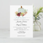 Invitation Citrouille aquarelle Navy Burgundy Floral Rustique (Debout devant)
