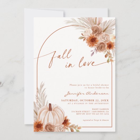 Invitation Citrouille Automne Arc Fête des mariées (Devant)
