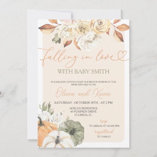 Invitation Citrouille Automne  Automne Baby shower (Devant)