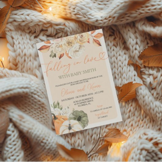 Invitation Citrouille Automne  Automne Baby shower