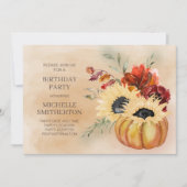 Invitation Citrouille Automne Automne Floral Fleurs Anniversa (Devant)