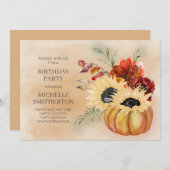 Invitation Citrouille Automne Automne Floral Fleurs Anniversa (Devant / Derrière)