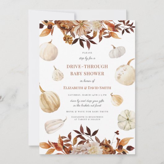 Invitation Citrouille Automne Automne Rouille par Baby shower (Devant)