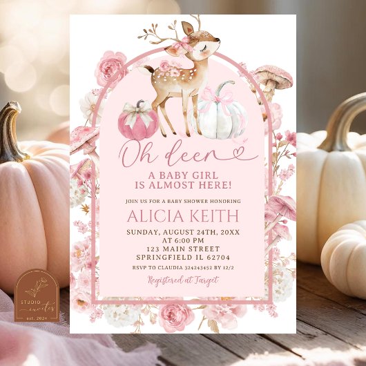 Invitation Citrouille automne Baby shower de cerfs blancs et