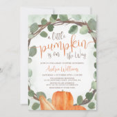 Invitation Citrouille Automne Baby shower de couronne Eucalyp (Devant)