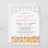 Invitation Citrouille automne baby shower fille (Devant)