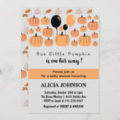Invitation Citrouille Automne baby shower Halloween (Devant / Derrière)
