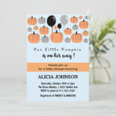 Invitation Citrouille Automne baby shower Halloween (Debout devant)