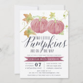 Invitation Citrouille automne | Baby shower jumeaux (Devant)