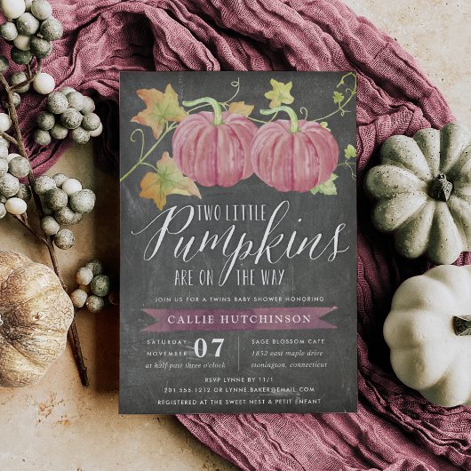 Invitation Citrouille automne | Baby shower jumeaux