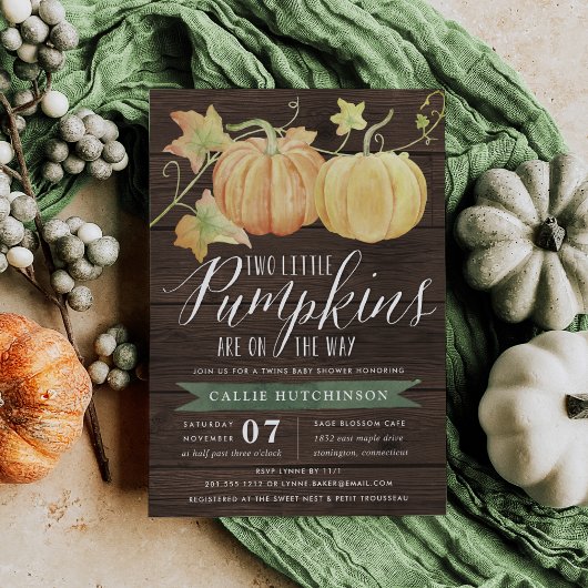 Invitation Citrouille automne | Baby shower jumeaux