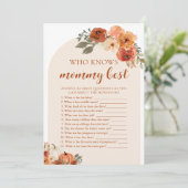 Invitation Citrouille Automne Baby shower Qui Connaît Maman M (Debout devant)