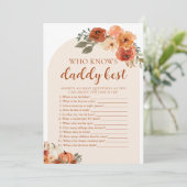 Invitation Citrouille Automne Baby shower Qui Connaît Papa Me (Debout devant)