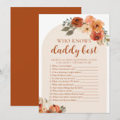 Invitation Citrouille Automne Baby shower Qui Connaît Papa Me (Devant / Derrière)