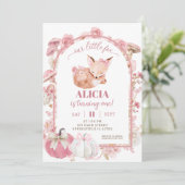 Invitation Citrouille automne blanc et renard rose Fille Anni (Debout devant)