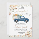 Invitation Citrouille Automne Bleu Baby shower de camion Invi (Devant)