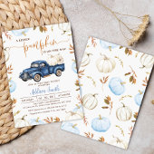 Invitation Citrouille Automne bleu Camion Petit Baby shower C