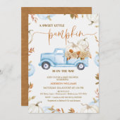Invitation Citrouille Automne bleu Camion Petit Baby shower C (Devant / Derrière)