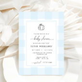 Invitation Citrouille Automne Bleu En vichy Baby shower Invit