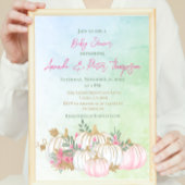 Invitation Citrouille automne Blush Pink Gold Baby shower ver