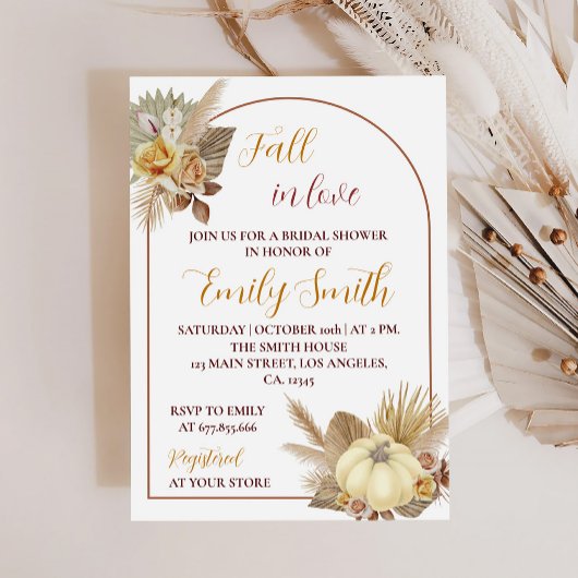 Invitation citrouille Automne Bridal Shower