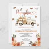 Invitation Citrouille Automne Camion Blanc 5E Anniversaire (Devant)
