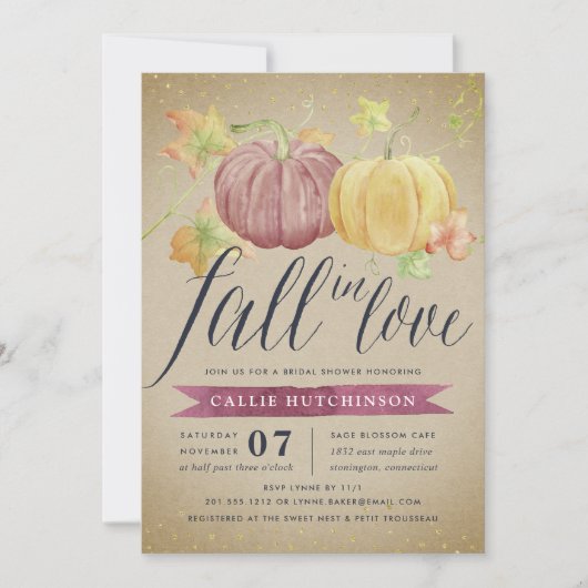 Invitation Citrouille automne | Fête des mariées d'automne (Devant)