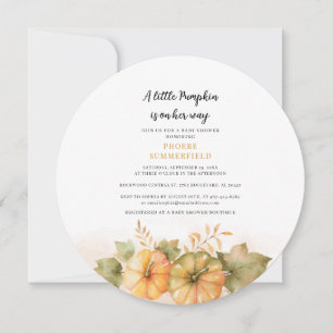 Invitation Citrouille Automne Filles Baby shower Rouille Feui