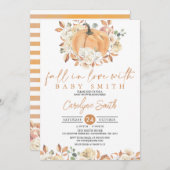 Invitation Citrouille Automne Floral Automne Chute en Amour B (Devant / Derrière)