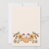 Invitation Citrouille Automne Floral Baby shower d'automne (Dos)