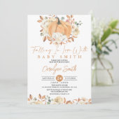 Invitation Citrouille Automne Floral Falling Baby shower (Debout devant)