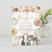 Invitation Citrouille Automne Floral Farm Baby shower Invitat (Debout devant)