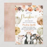 Citrouille Automne Floral Farm Baby shower Invitat