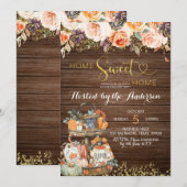 Invitation Citrouille Automne Floral Russe House Parti (Devant / Derrière)