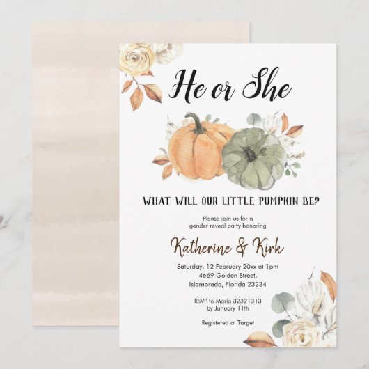 Invitation Citrouille Automne Genre Reveillez Party Invitatio (Devant / Derrière)