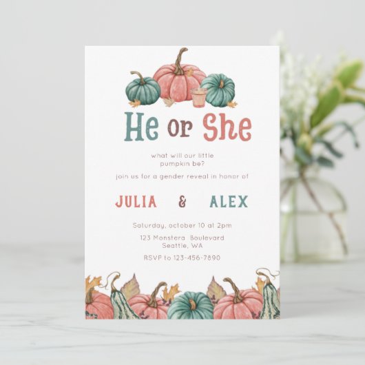 Invitation Citrouille Automne Genre Reveillez Party Invitatio (Debout devant)