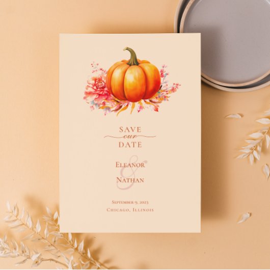 Invitation Citrouille Automne Mariage Botanique Enregistrer L